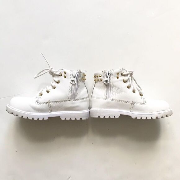 AKID white studded combat boots VGUC size 9 - Picture 2 of 8